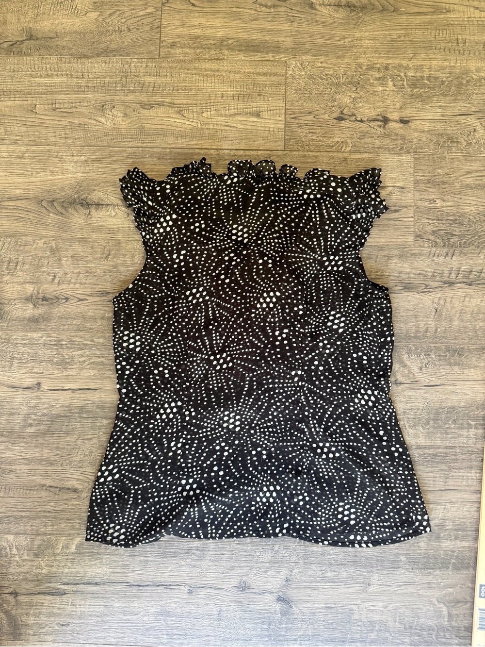 Black Ruffled Dot Cap-Sleeve Blouse - Women Tops - Picture 5 of 5